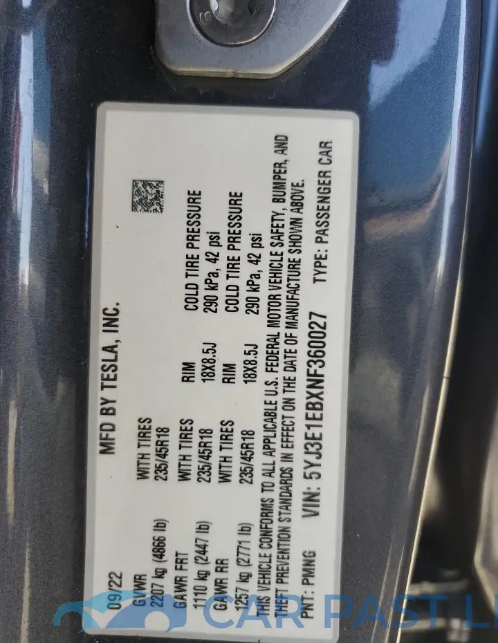 5YJ3E1EBXNF360027# 13