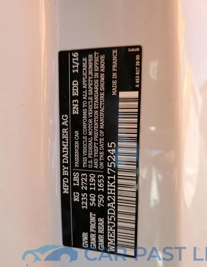 WMEFJ5DA2HK175245# 12