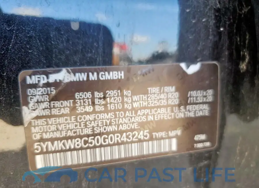 5YMKW8C50G0R43245# 13