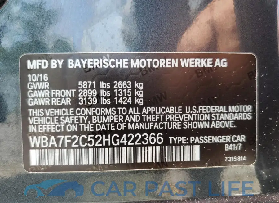 WBA7F2C52HG422366# 12