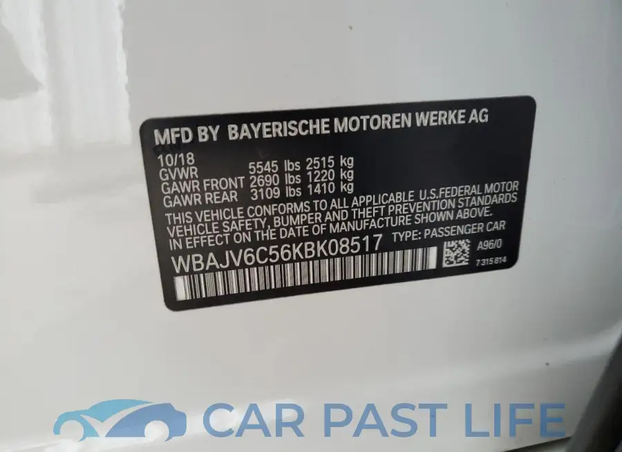 WBAJV6C56KBK08517# 13