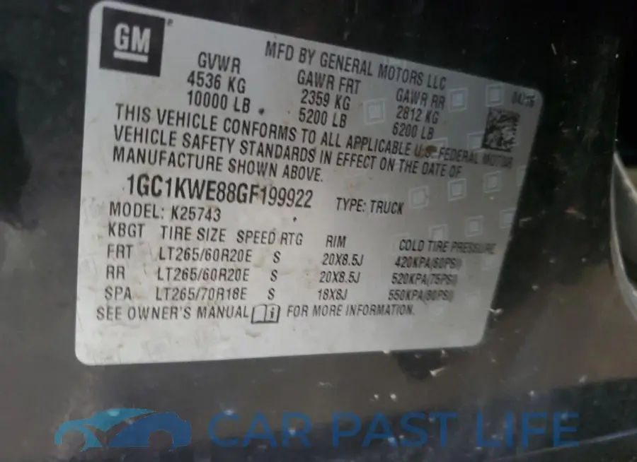 1GC1KWE88GF199922# 12