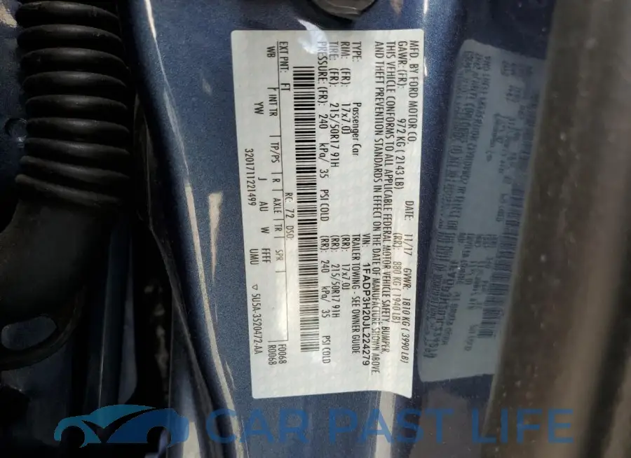 1FADP3H20JL224279# 12