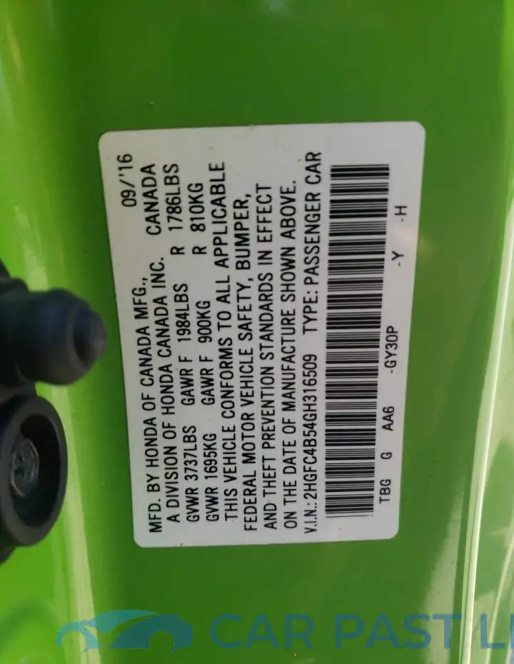 2HGFC4B54GH316509# 12