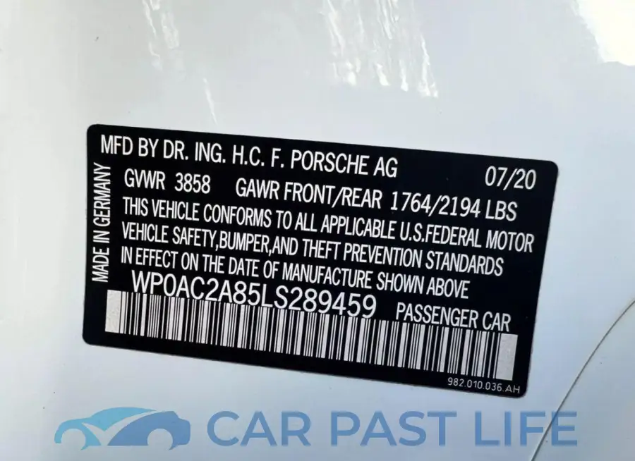 WP0AC2A85LS289459# 10
