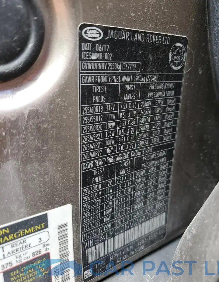 SALYC2RV2JA708291# 14