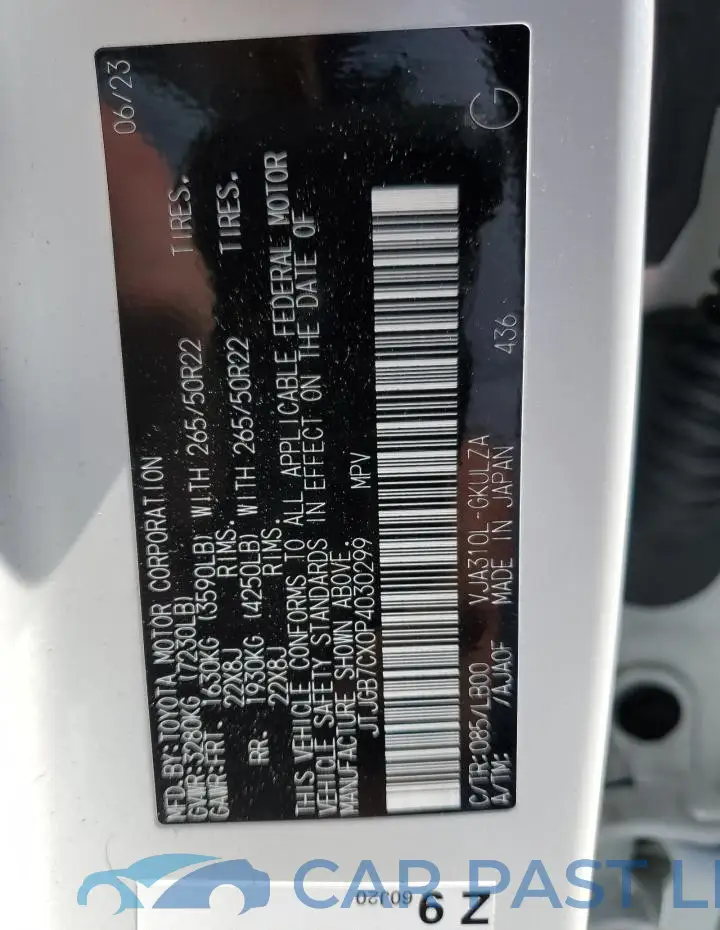 JTJGB7CX0P4030299# 13