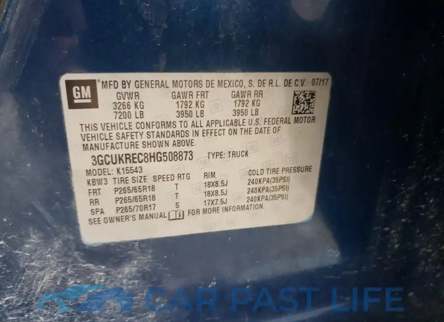 3GCUKREC8HG508873# 12