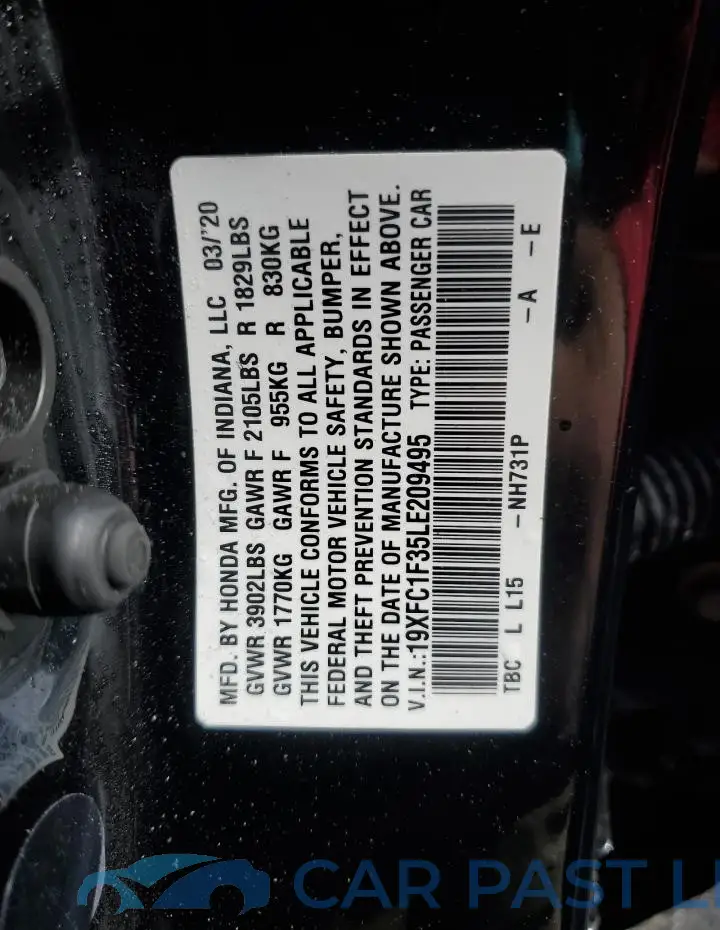 19XFC1F35LE209495# 12