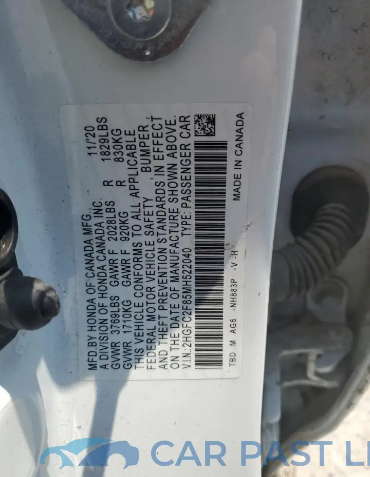 2HGFC2F85MH522040# 12