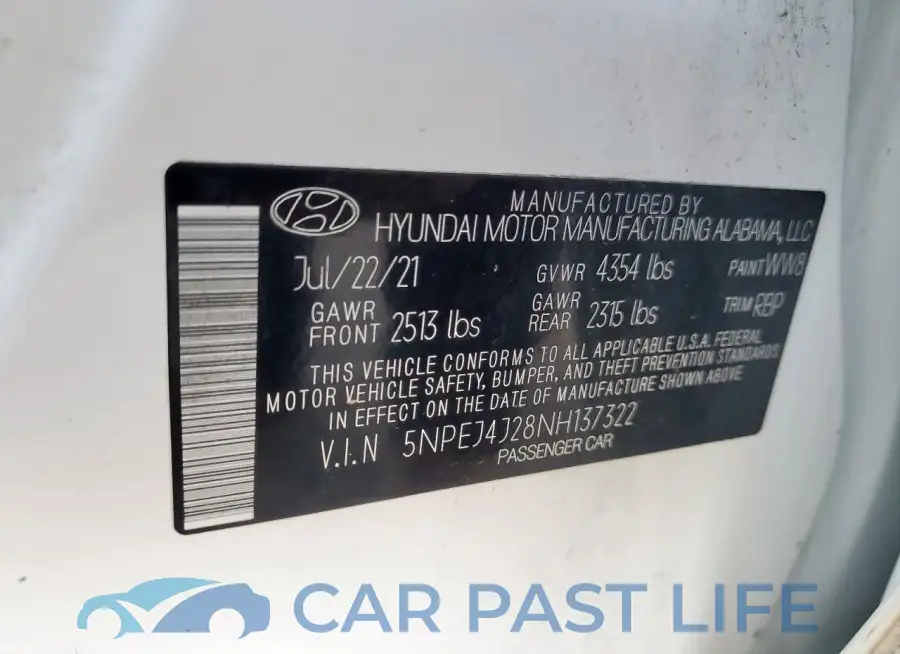 5NPEJ4J28NH137322# 13