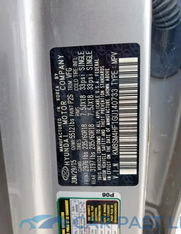 KM8SM4HF1GU140733# 13
