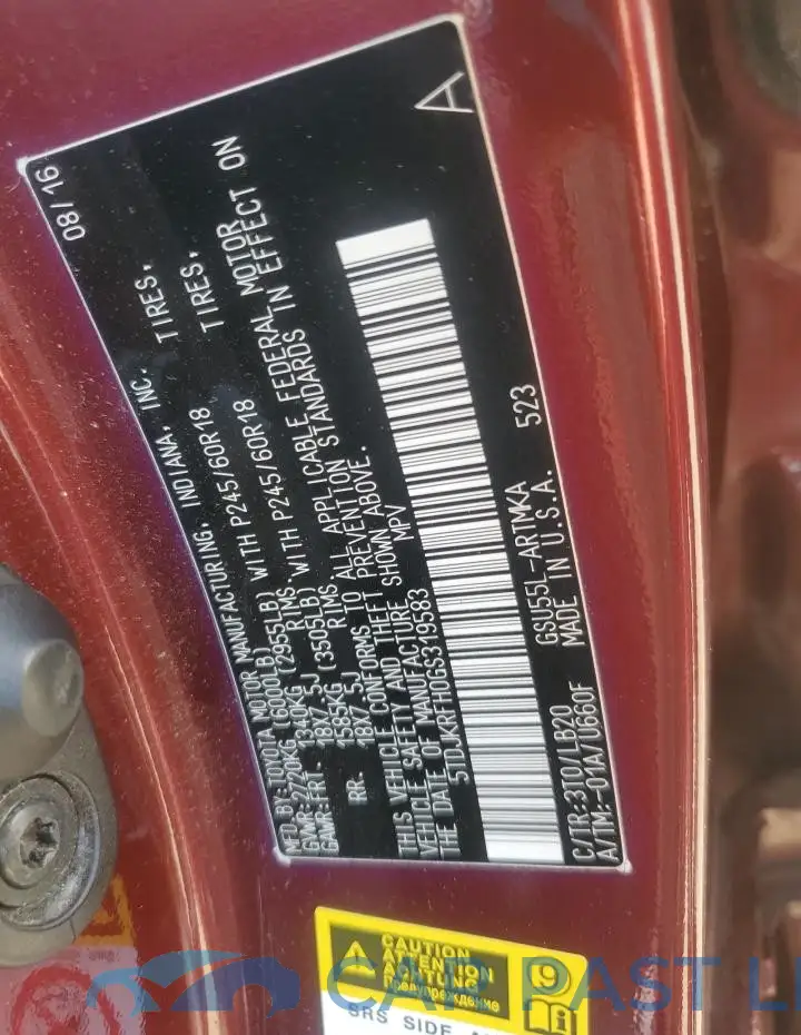 5TDJKRFH0GS319583# 13