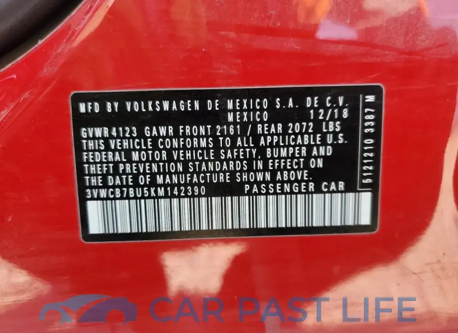 3VWCB7BU5KM142390# 12