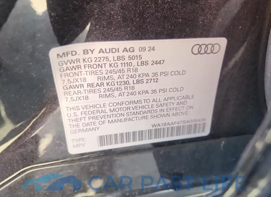 WA18AAF47SA005428# 12