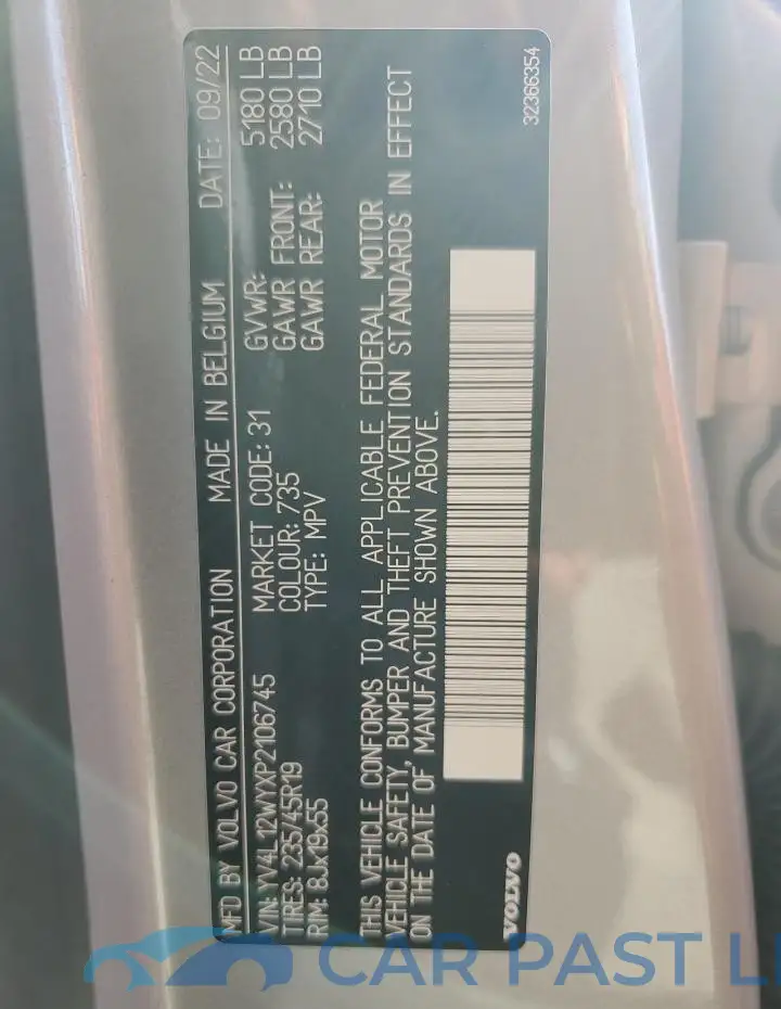 YV4L12WYXP2106745# 13