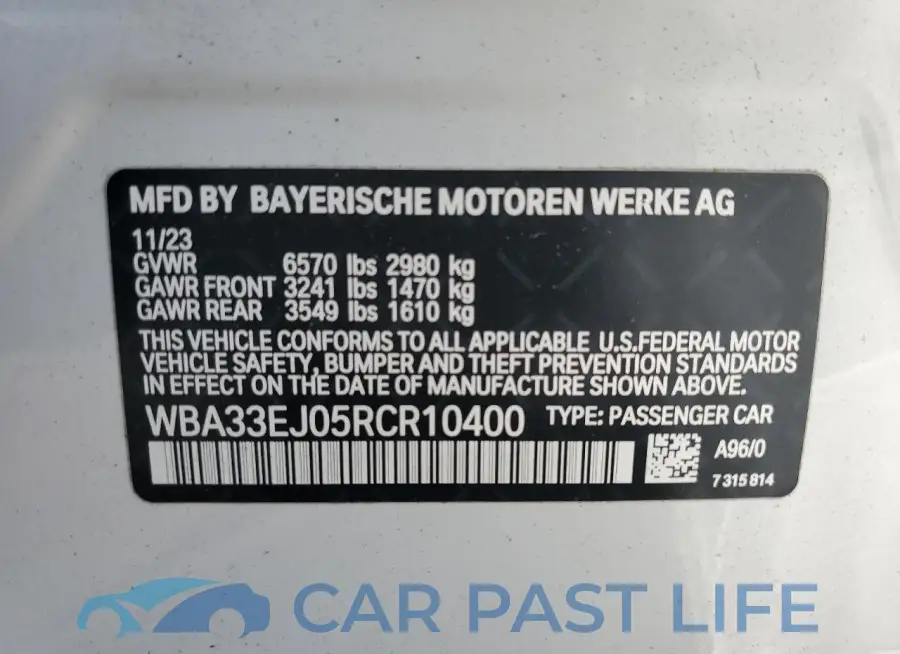 WBA33EJ05RCR10400# 12