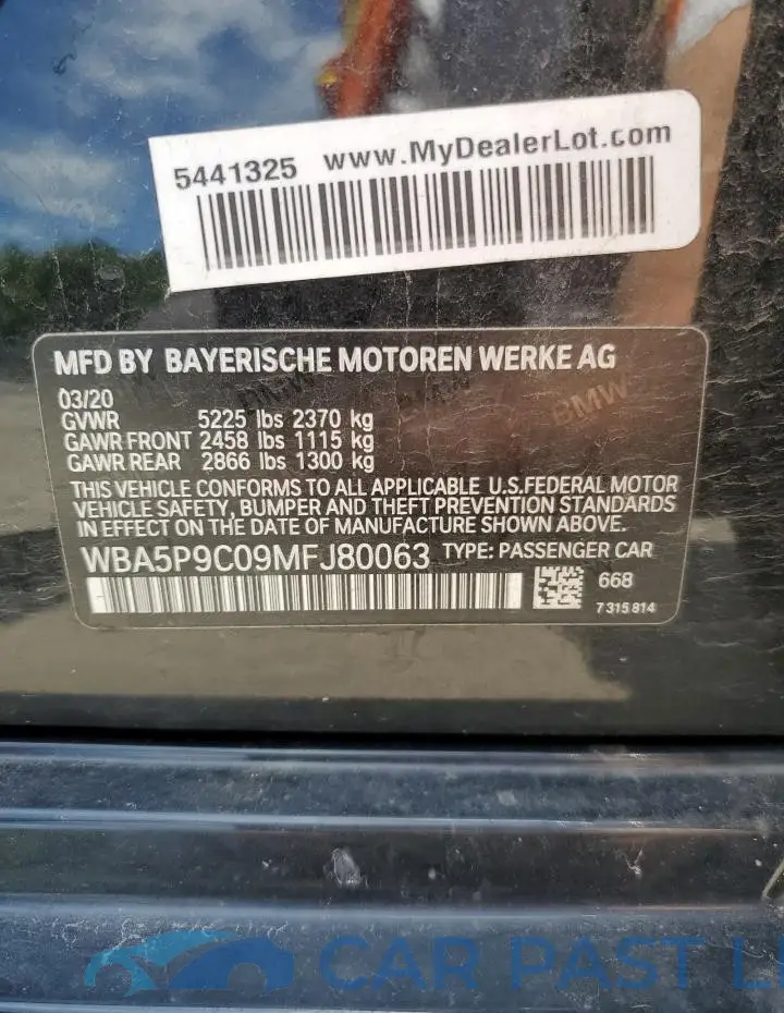 WBA5P9C09MFJ80063# 12