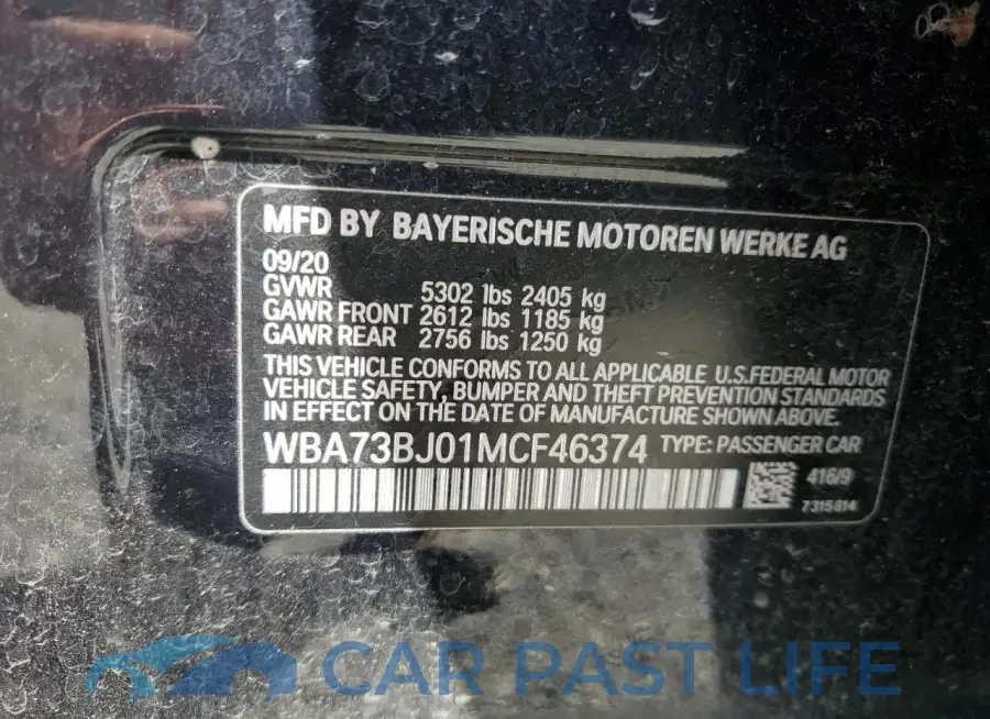 WBA73BJ01MCF46374# 13