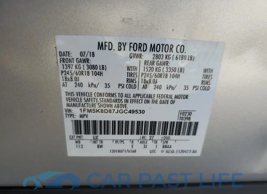 1FM5K8D87JGC49530# 13