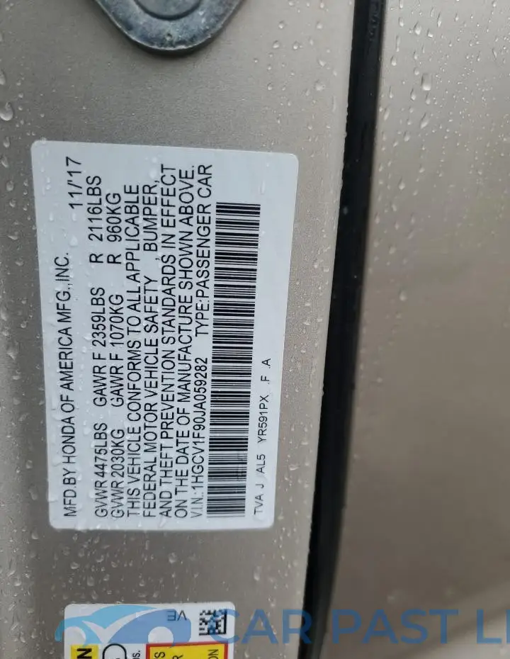 1HGCV1F90JA059282# 13