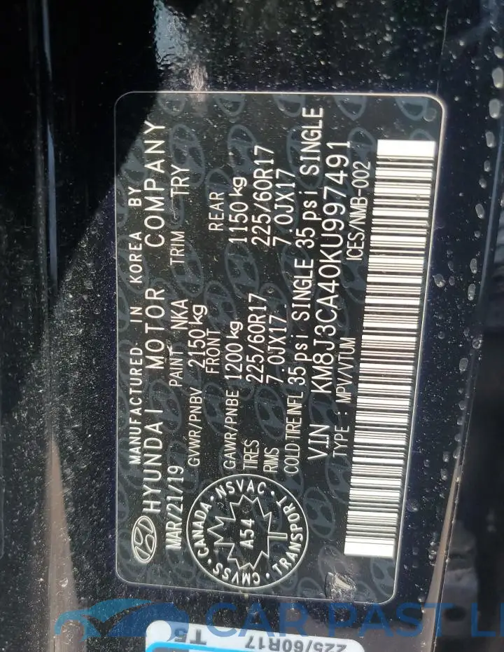 KM8J3CA40KU997491# 14