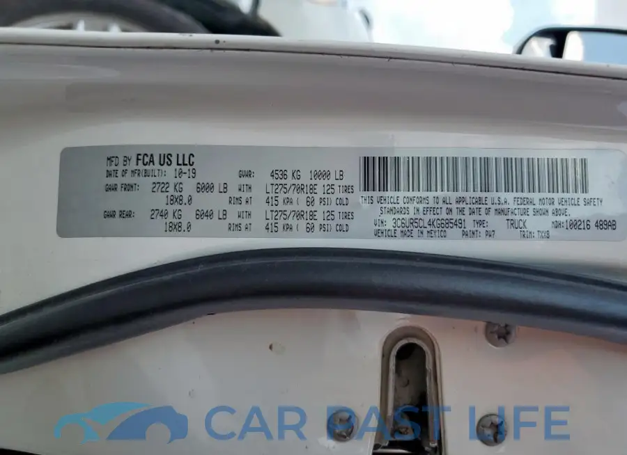 3C6UR5CL4KG685491# 12