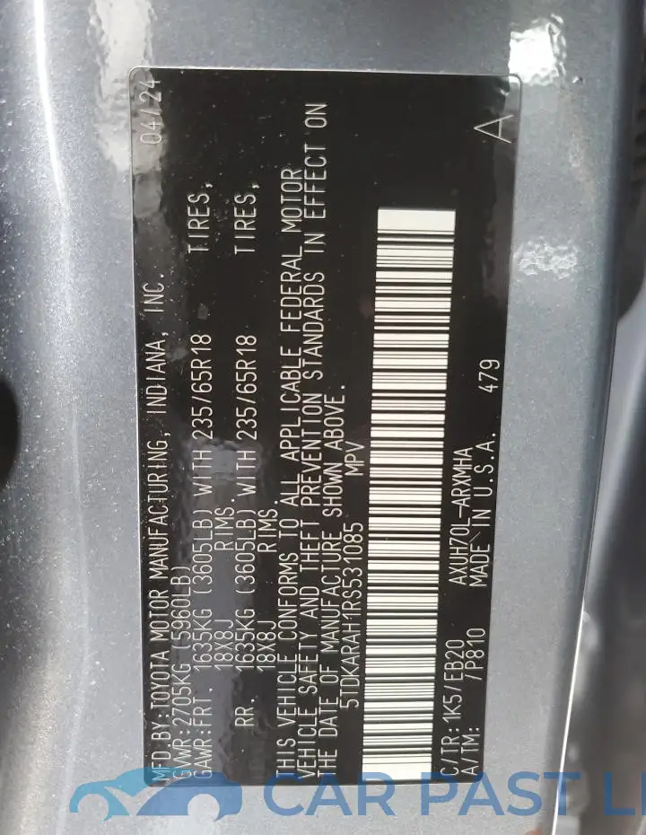 5TDKARAH1RS531085# 13
