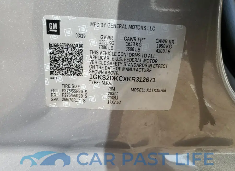 1GKS2DKCXKR312671# 13