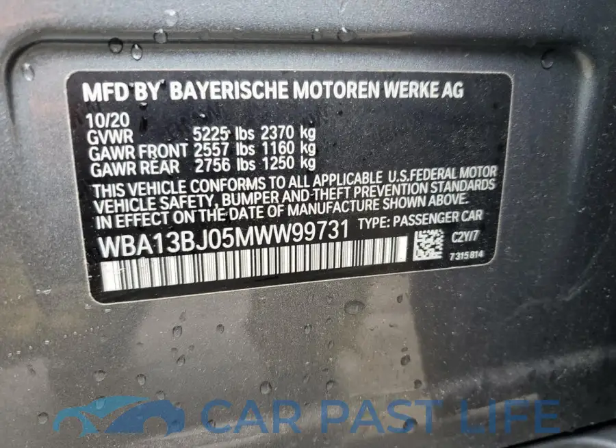 WBA13BJ05MWW99731# 12