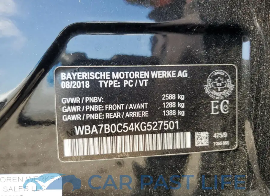 WBA7B0C54KG527501# 12
