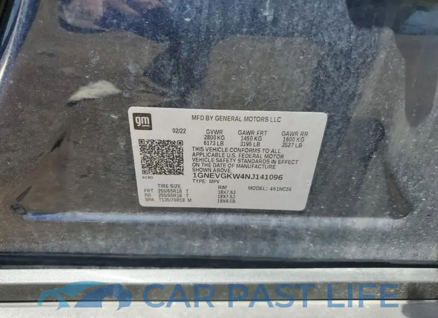 1GNEVGKW4NJ141096# 12