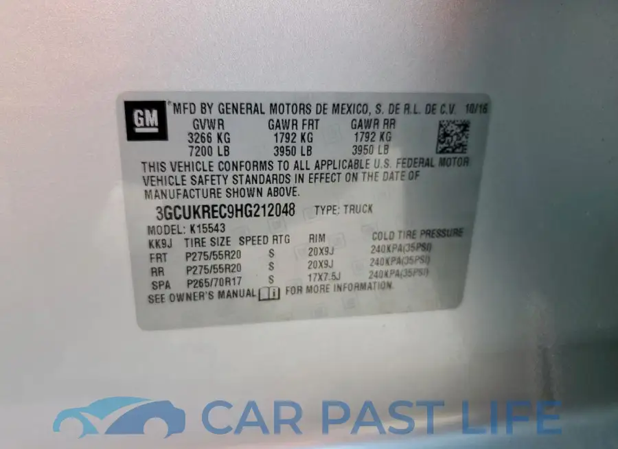 3GCUKREC9HG212048# 13