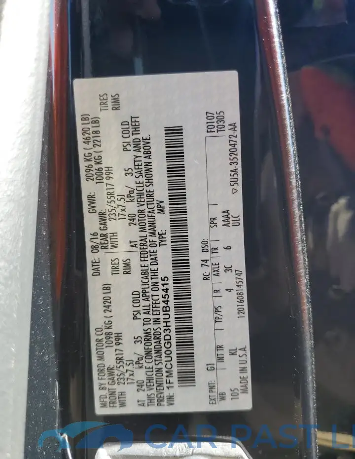 1FMCU0GD3HUB45415# 13