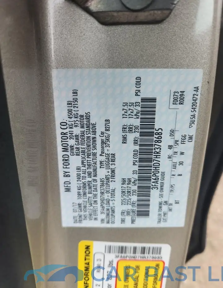 3FA6P0HD7HR378685# 12