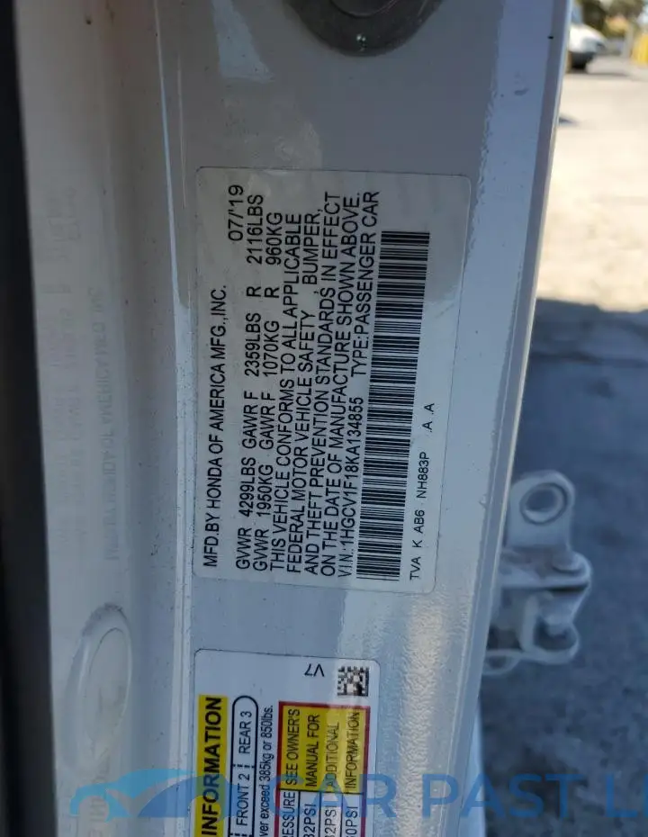 1HGCV1F18KA134855# 12