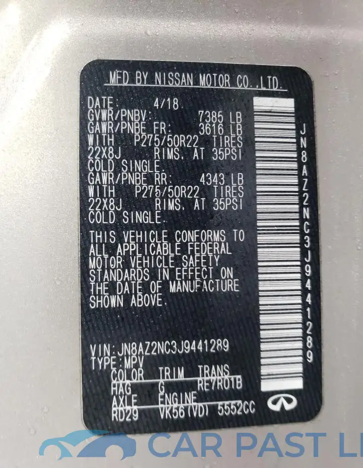 JN8AZ2NC3J9441289# 12