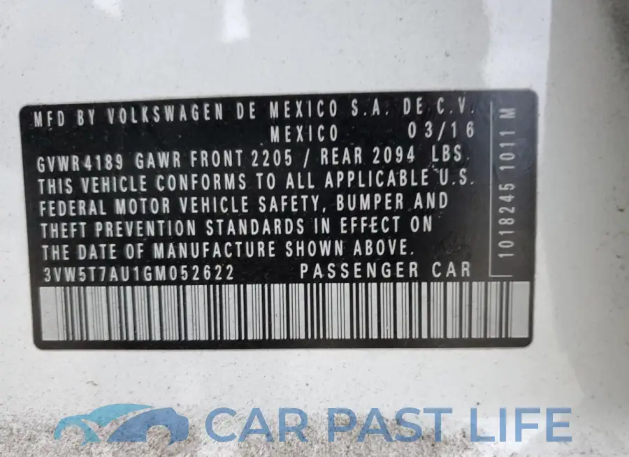 3VW5T7AU1GM052622# 12