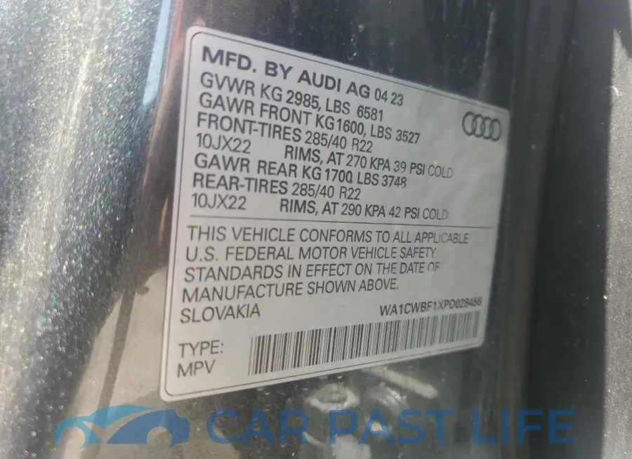 WA1CWBF1XPD028456# 12