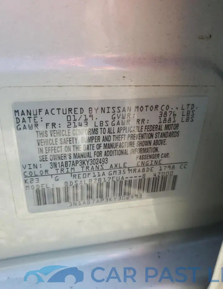 3N1AB7AP3KY302493# 12