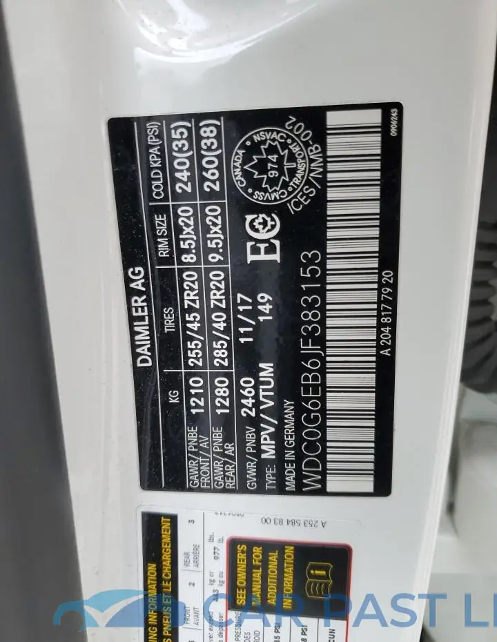 WDC0G6EB6JF383153# 12