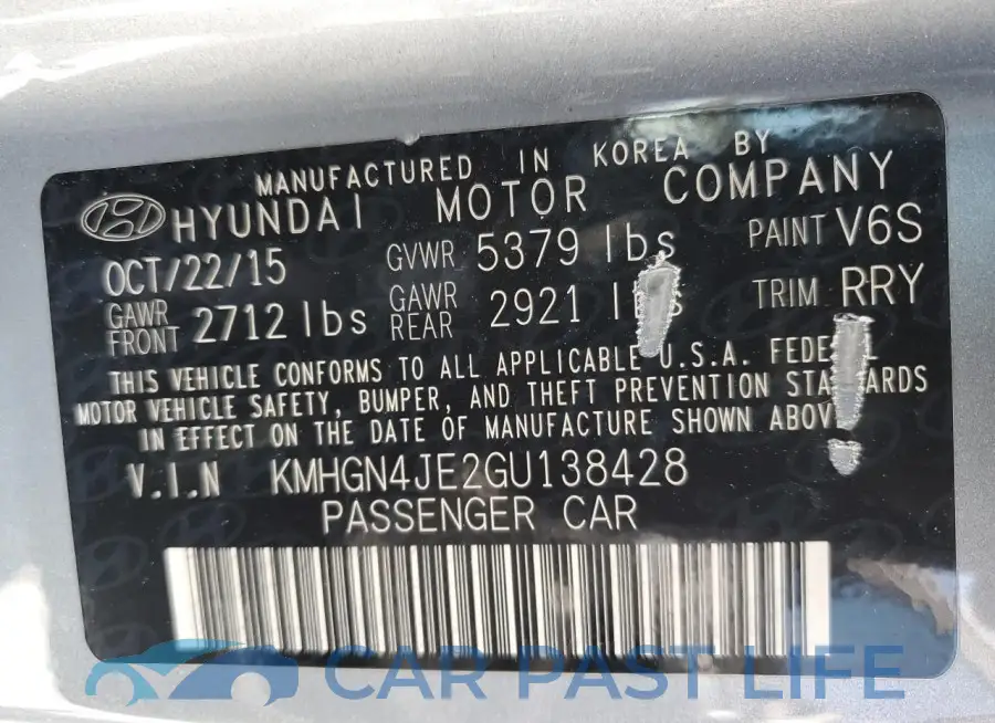 KMHGN4JE2GU138428# 12