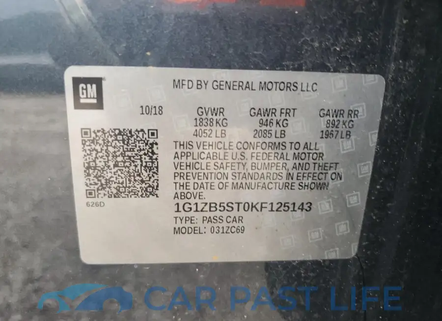 1G1ZB5ST0KF125143# 12