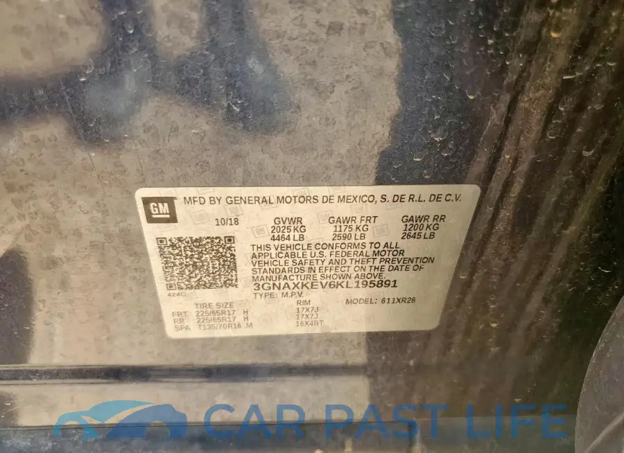 3GNAXKEV6KL195891# 13