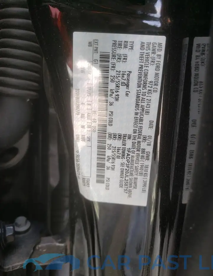 1FADP3F20JL258757# 12