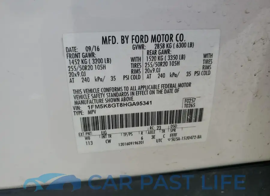 1FM5K8GT8HGA95341# 13