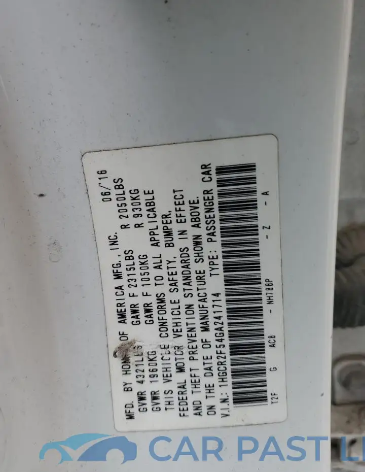 1HGCR2F54GA241714# 12