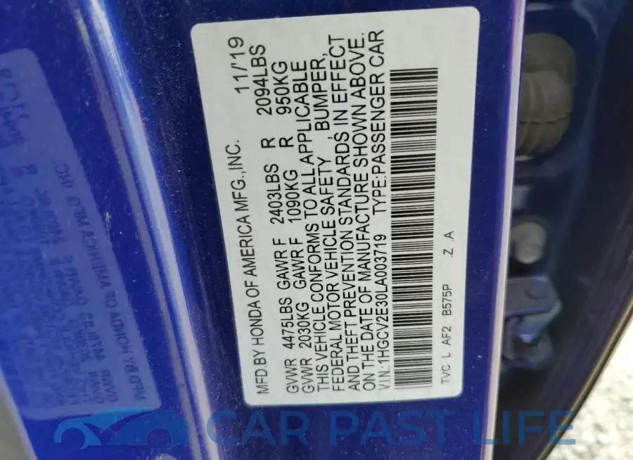 1HGCV2E30LA003719# 12