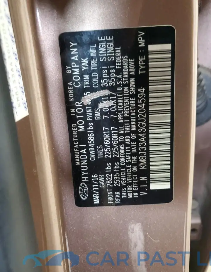 KM8J33A43GU204594# 13