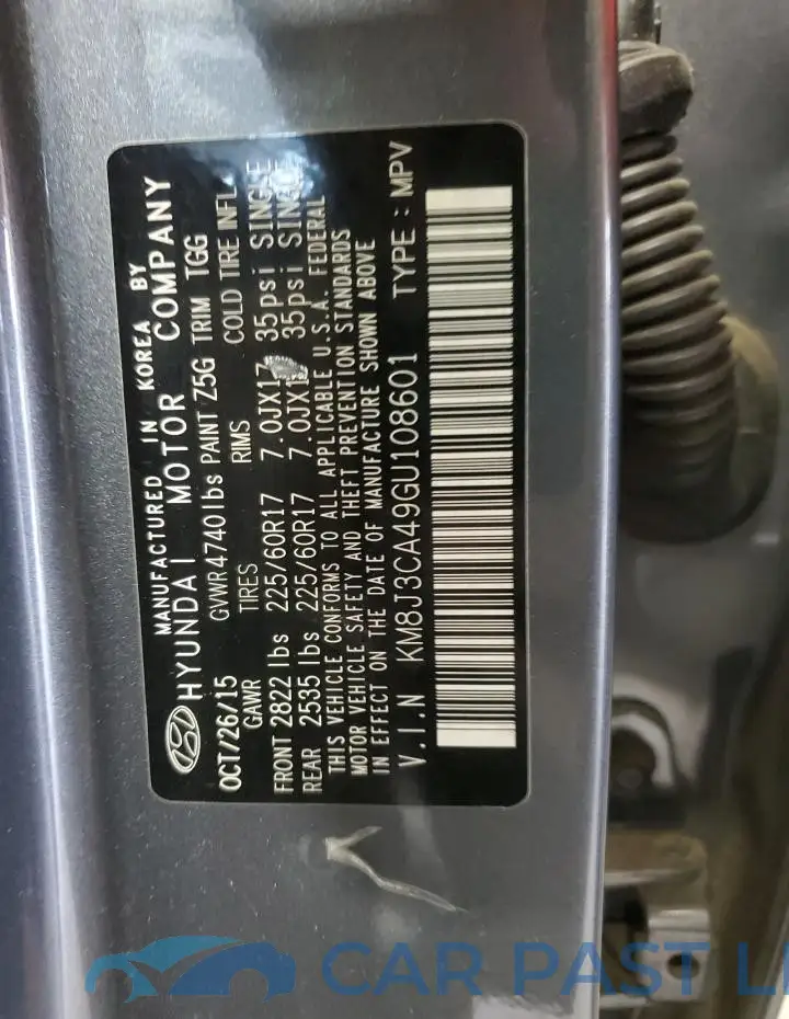 KM8J3CA49GU108601# 13